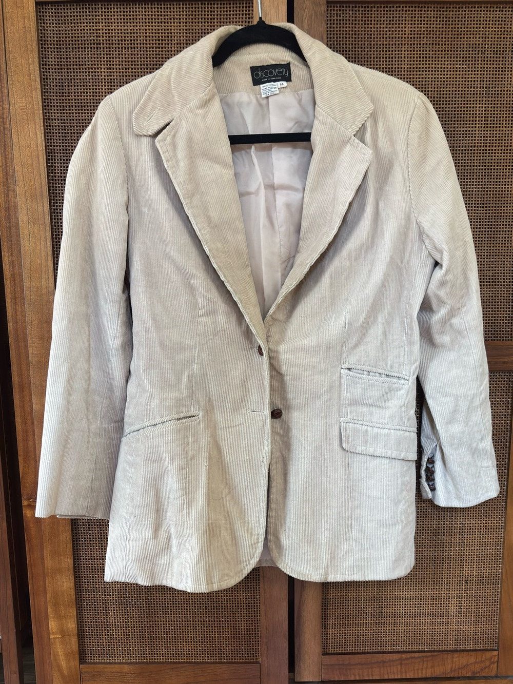 Vintage Discovery Beige Corduroy Jacket 100% Cotton